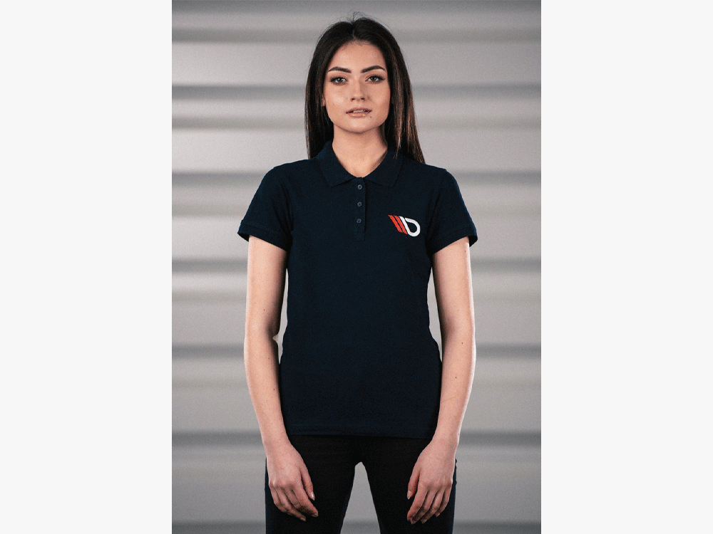 Classic Polo Shirt Womens - Navy Blue - Image 3